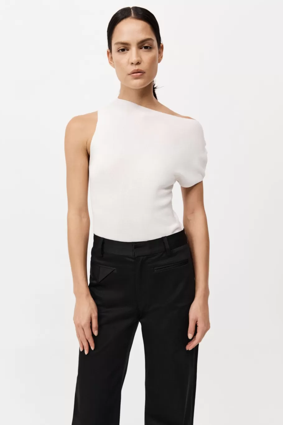 Tops | Knitwear | St. Agni Asymmetric Knit Top - OFF WHITE