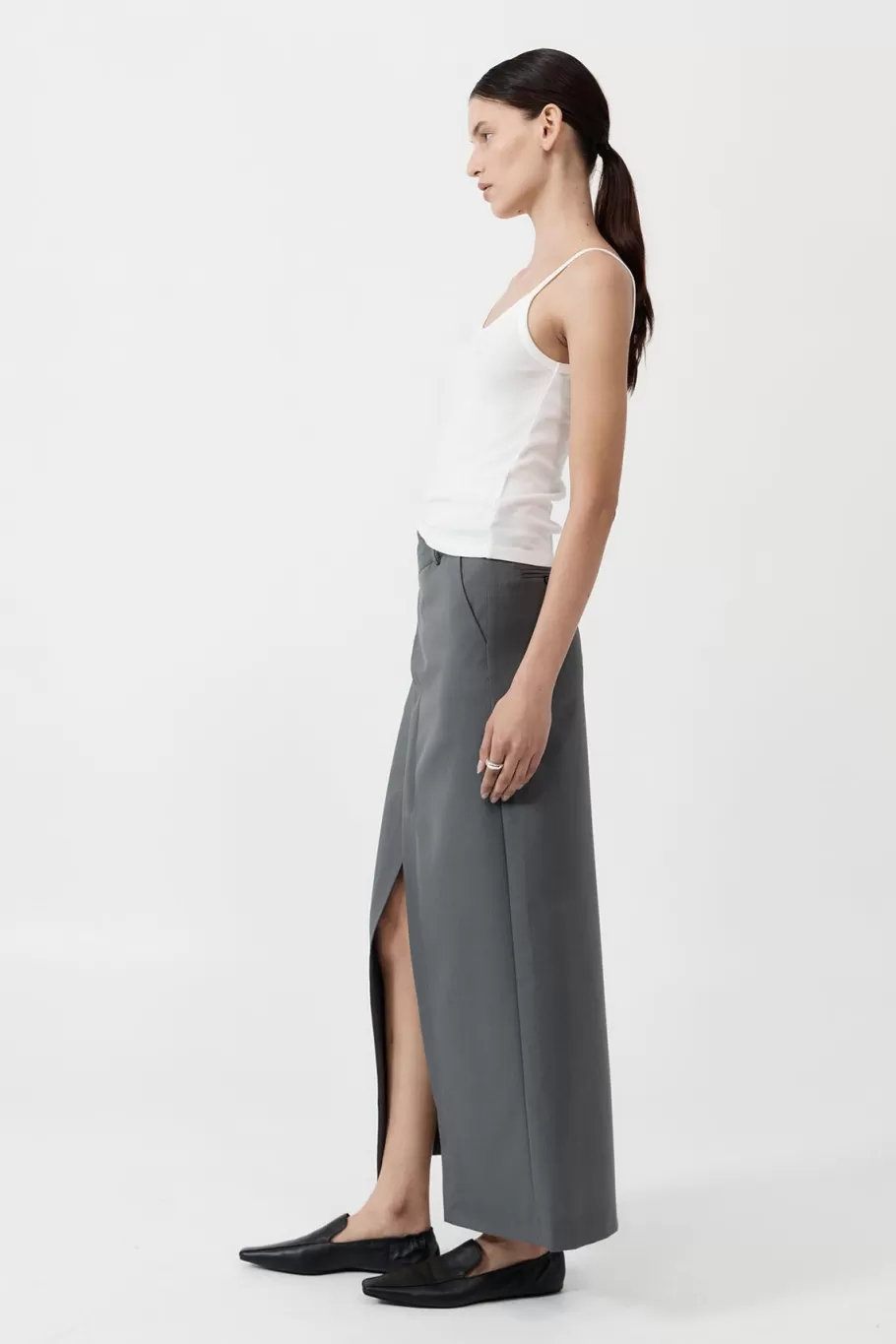 Tailoring | Skirts | St. Agni Deconstructed Waist Maxi Skirt - PEWTER GREY