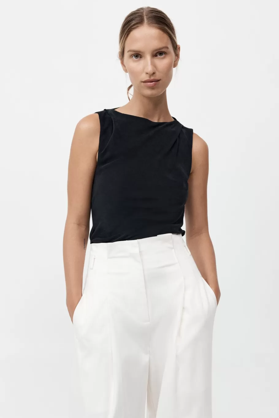 Tops | St. Agni Draped Cowl Top - BLACK