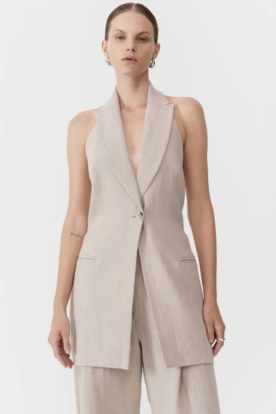Tailoring | St. Agni Linen Helm Vest - Natural