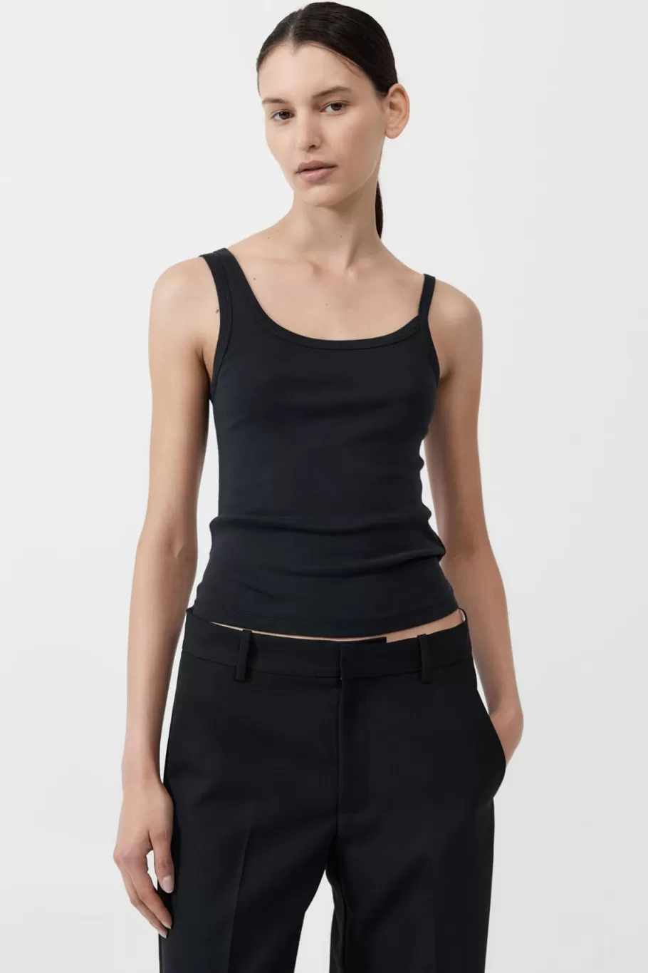 Basics | Tops | St. Agni Organic Cotton Asymm Tank - BLACK