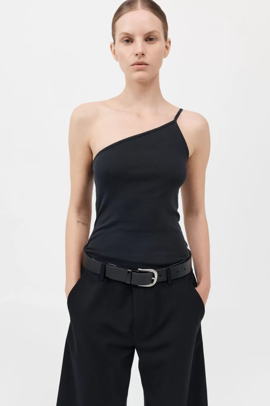 Basics | Tops | St. Agni Organic Cotton One Shoulder Tank - BLACK