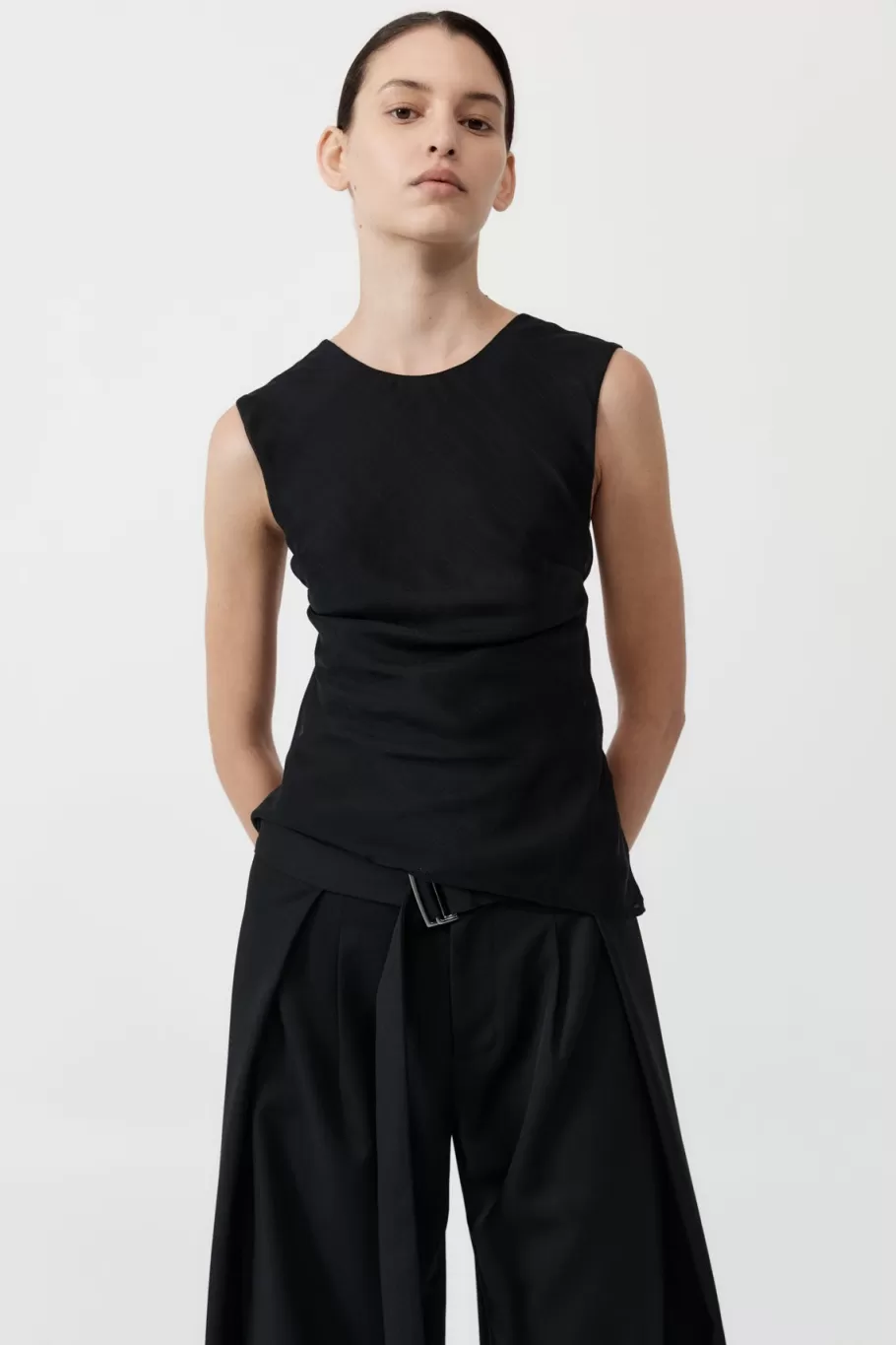 Tops | St. Agni Pinstripe Silk Top - Black
