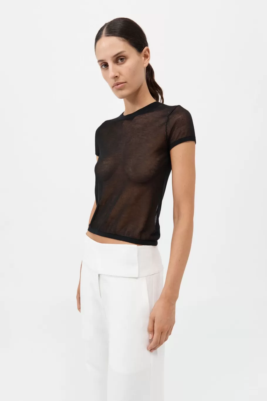 Basics | Tops | St. Agni Sheer Baby Tee - BLACK