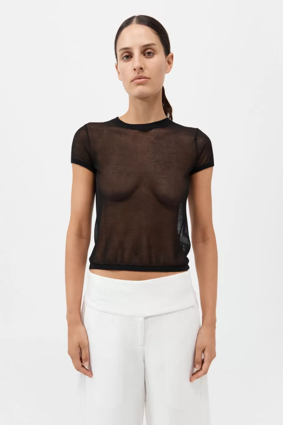 Basics | Tops | St. Agni Sheer Baby Tee - BLACK